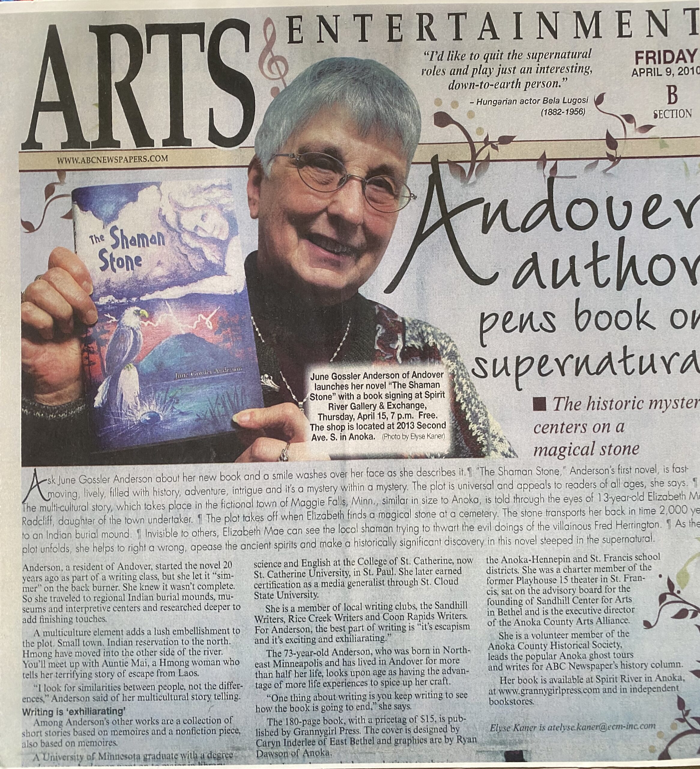 Art entertainment andover author June Gossler Anderson